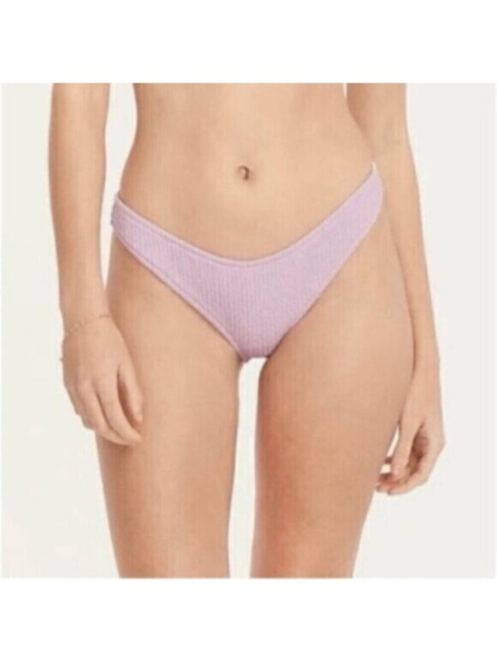 NWT J.Crew Purple Textured Curved Waist Cheeky Bikini Bottom Size Small